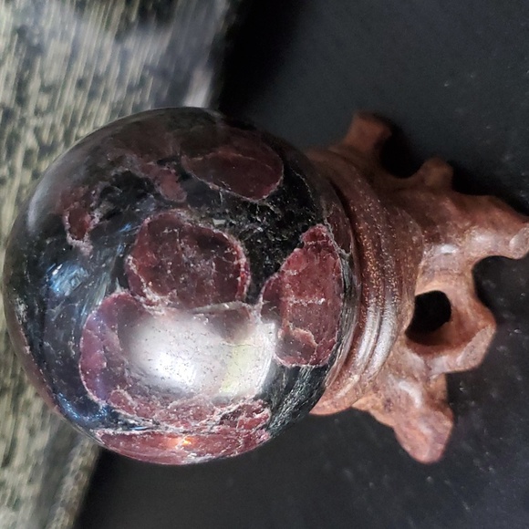 Garnet in Arfvedsonite Sphere - Picture 3 of 5